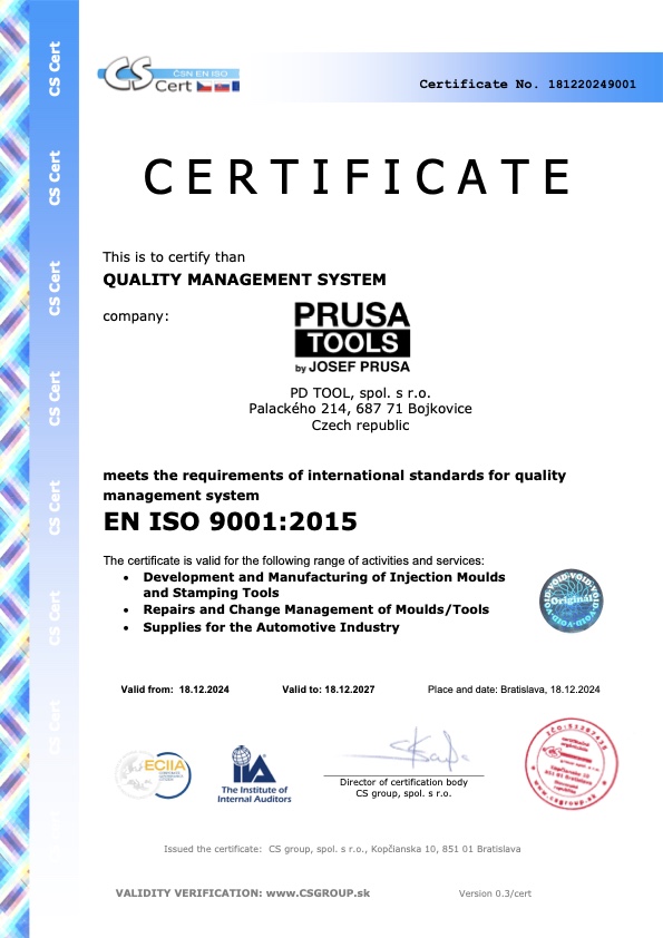 Certifikát ISO 9001 EN